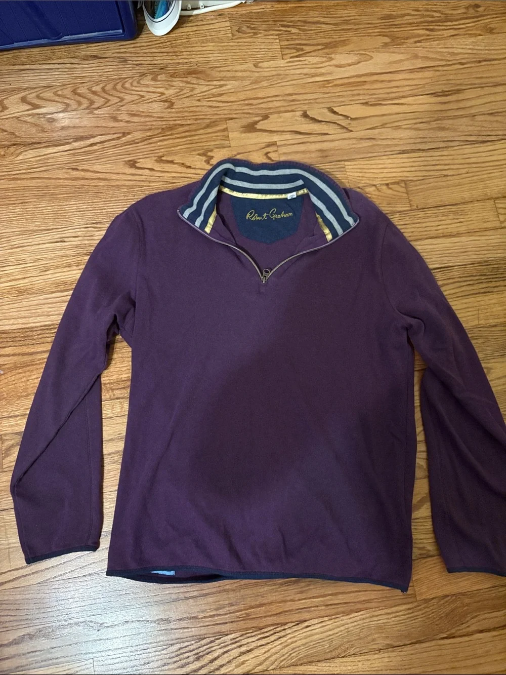 Robert Graham Plum Half-Zip Sweater with Striped Collar